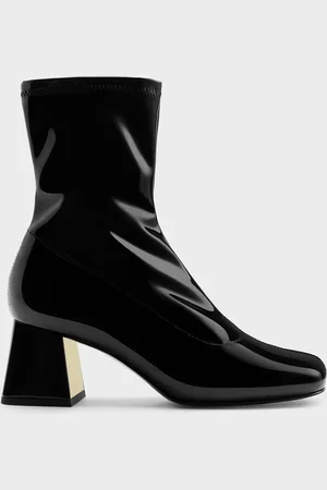 CHARLES & KEITH Bottines métalliques vernies à talon trapèze