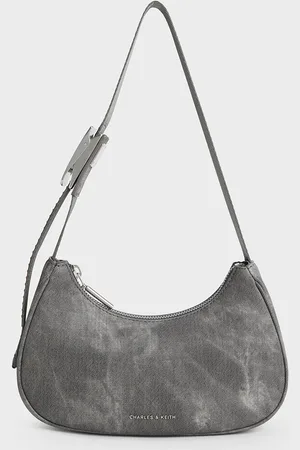 CHARLES & KEITH Sac porté épaule incurvé en denim à détail métallique
