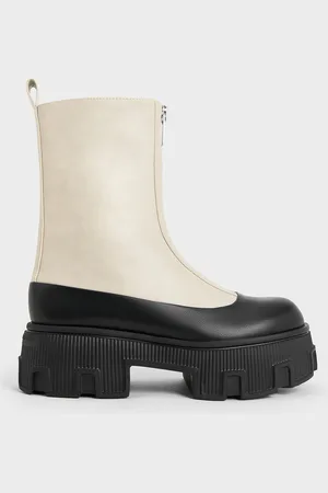CHARLES & KEITH Bottes bicolores à plateforme et fermeture éclair