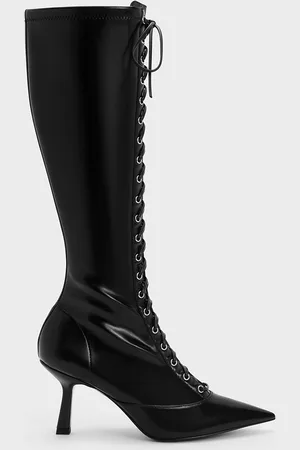 CHARLES & KEITH Bottes à hauteur de genou à bout pointu et lacets