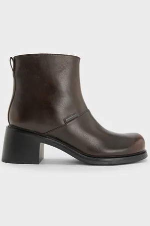 CHARLES & KEITH Bottines à talon bloc et bordure en surpiqûres