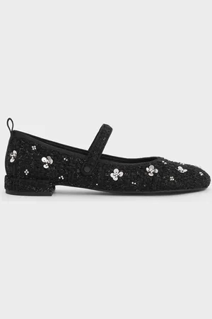 CHARLES & KEITH Mary Jane en tweed ornées de fleurs