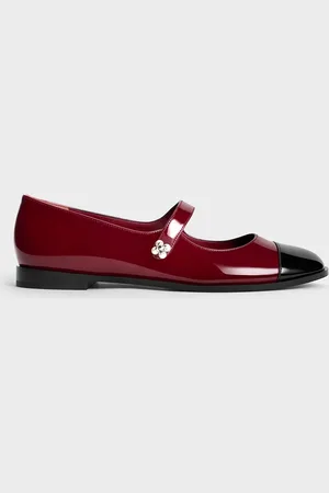 CHARLES & KEITH Mary Jane en cuir verni à perles et boucle en forme de fleur