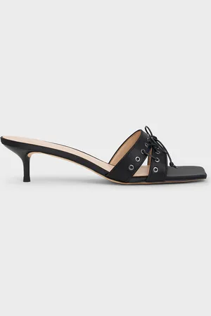 CHARLES & KEITH Mules à talon de chaton en satin à œillets et double bride