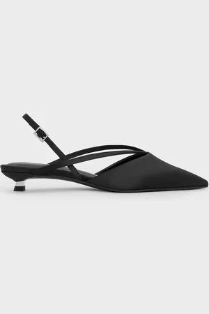CHARLES & KEITH Escarpins en satin à talon de chaton à lanière en V et bout pointu