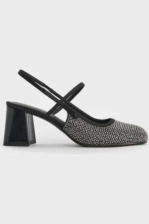 CHARLES & KEITH Escarpins Mary Jane en satin ornés de strass