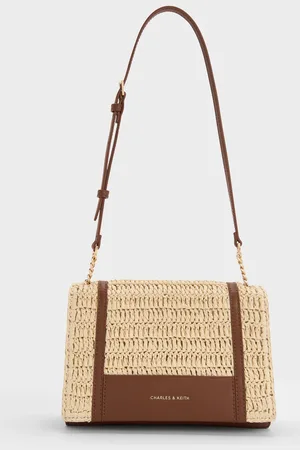 CHARLES & KEITH Sac porté épaule en raphia à lanière en chaîne Shalia