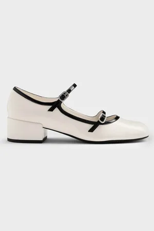 CHARLES & KEITH Escarpins Mary Jane en cuir verni à double lanière et bordure contrastée