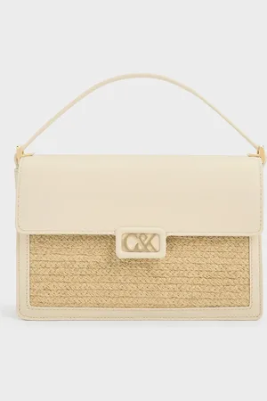 CHARLES & KEITH Sac porté épaule en cuir et raphia