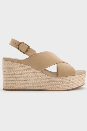 CHARLES & KEITH Sandales compensées espadrilles en faux suède à lanières croisées