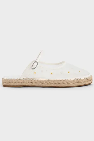 CHARLES & KEITH Espadrilles claquettes en maille brodée de fleurs