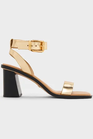 CHARLES & KEITH Sandales en cuir métallisées à talon carré et bride de cheville