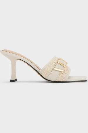 CHARLES & KEITH Mules en cuir et raphia à talon et boucle Whitney