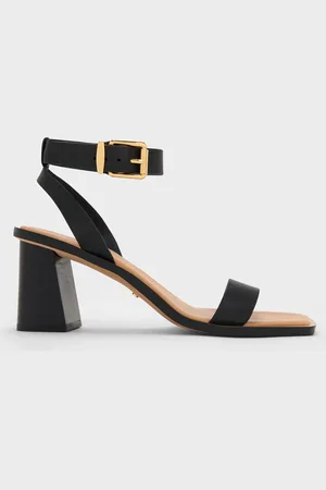 CHARLES & KEITH Sandales en cuir à talon carré et bride de cheville