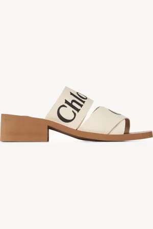 Chloé Mules à talon Woody Femme Taille 34 90% lin, 10% polyester