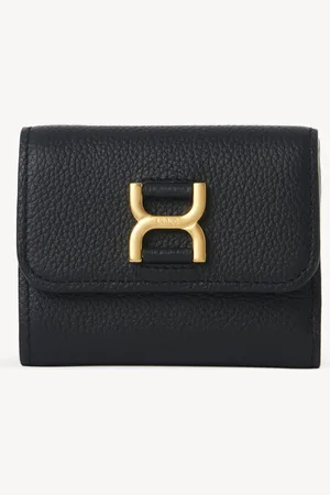 Chloé Petit portefeuille à trois volets Marcie en cuir grainé Femme Taille OneSize 100% Cuir de veau
