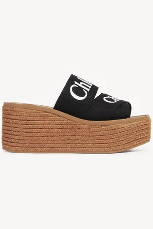 Chloé Mules espadrilles Woody Femme Taille 35 90% lin, 10% polyester, Quercus suber, farmed, COO Spain