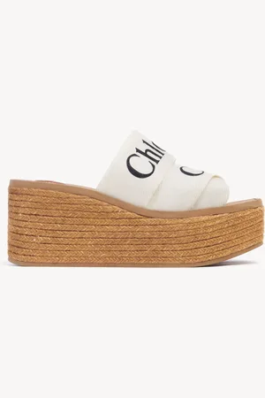 Chloé Mules espadrilles Woody Femme Taille 37 90% lin, 10% polyester, Quercus suber, farmed, COO Spain, Jute