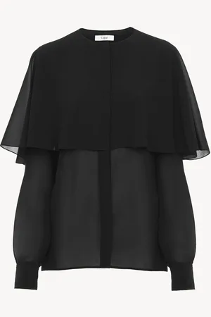 Chloé Blouse cape en georgette de soie Femme Taille 40 100% Soie, Pinctada Maxima, farmed, COO Australia