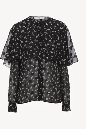 Chloé Blouse cape en satin de soie jacquard Femme Taille 42 100% Soie, Pinctada Maxima, farmed, COO Australia