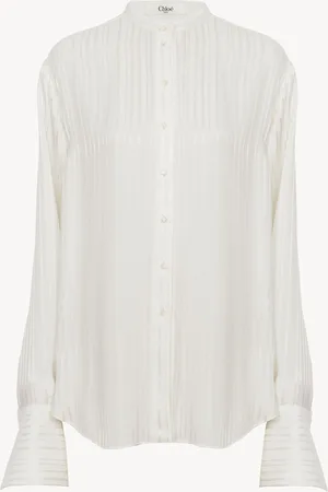 Chloé Blouse oversize en viscose et satin de soie Femme Taille 42 100% viscose, Trochus niloticus, farmed, COO Indonesia