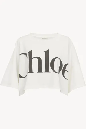 Chloé T-shirt court droit en jersey de coton à logo Femme Taille S 100% coton