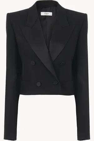 Chloé Veste de smoking courte en gabardine de laine Femme Taille 36 100% laine, Horn Bubalus Bubalis, Farmed, COO India
