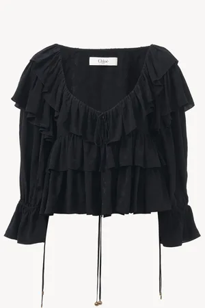 Chloé Top court à volants en viscose florale Femme Taille 34 100% viscose