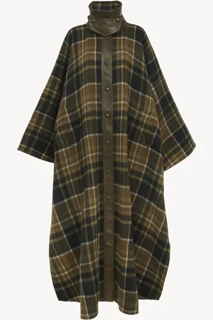 Chloé Manteau oversize en laine double face à carreaux Femme Taille 36 99% laine, 1% Soie