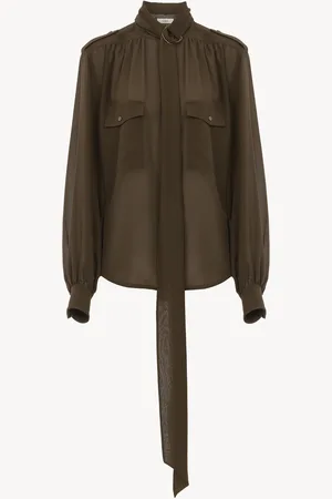 Chloé Blouse lavallière utilitaire en georgette de soie Femme Taille 34 100% Soie, Pinctada Maxima, Farmed, COO Australia