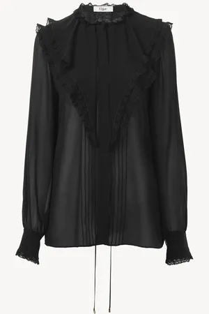 Chloé Blouse à volants en georgette de soie Femme Taille 36 100% Soie, Pinctada Maxima, Farmed, COO Australia