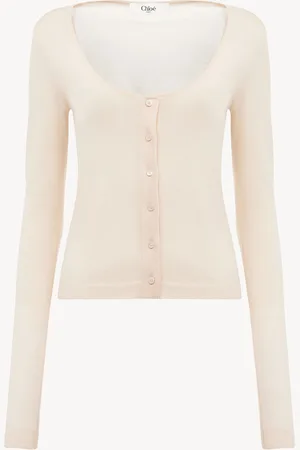Chloé Cardigan ajusté à encolure arrondie en maille de laine extrafine Femme Taille M 100% laine, Pinctada Maxima, Farmed, COO Italy