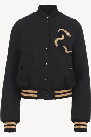 Chloé Veste bomber brodé en laine sergée Femme Taille 34 100% laine