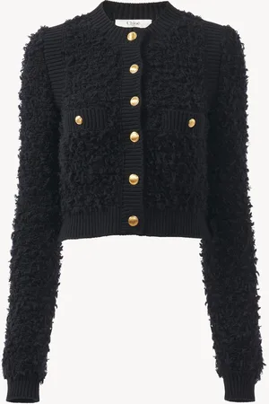 Chloé Cardigan court ajusté en maille tweed Femme Taille S 100% Laine mohair