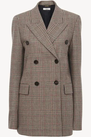 Chloé Veste blazer en laine motif Prince de Galles Femme Taille 36 90% laine vierge, 10% Polyamide, Horn Bubalus Bubalis, Farmed, COO India
