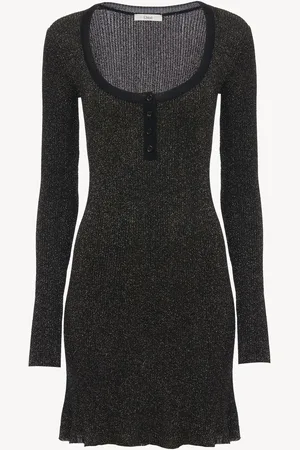 Chloé Robe courte ajustée en lurex côtelé Femme Taille XS 83% viscose, 17% Polyester métallisé, Pinctada Maxima, Farmed, COO Australia
