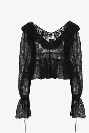 Chloé Top court à col en V en dentelle Femme Taille 36 60% coton, 40% Polyamide