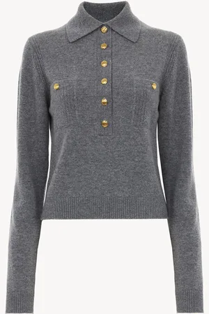 Chloé Pull polo utilitaire en maille de laine et cachemire Femme Taille XS 70% laine, 30% cachemire