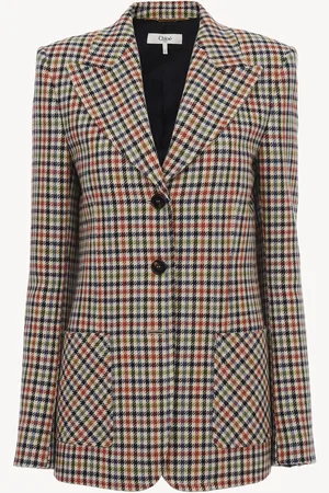 Chloé Veste blazer en laine à carreaux Femme Taille 34 90% laine, 10% Polyamide, Horn Bubalus Bubalis, Farmed, COO India
