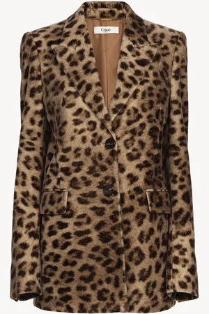 Chloé Veste blazer en velours imprimé léopard Femme Taille 36 100% coton, Horn Bubalus Bubalis, Farmed, COO India