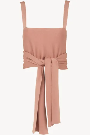 Chloé Débardeur court à nouer en maille de viscose brillante Femme Taille L 88% viscose, 9% Polyamide, 3% Élasthanne