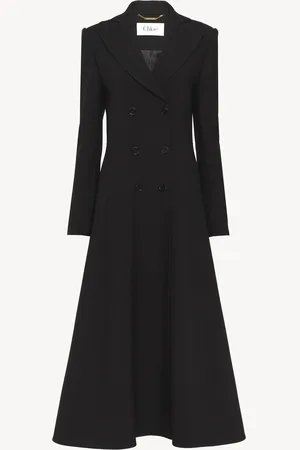 Chloé Manteau long ajusté à double boutonnage en crêpe de laine Femme Taille 40 100% laine, Horn Bubalus Bubalis, Farmed, COO India