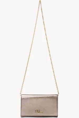 Chloé Portefeuille chaîne à rabat Chloé Iconic en cuir métallisé Femme Taille OneSize 100% Cuir de veau