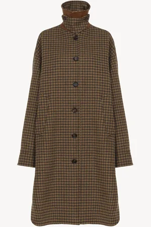 Chloé Manteau mi-long oversize en laine à carreaux Femme Taille M 100% laine vierge, Horn Bubalus Bubalis, Farmed, COO India
