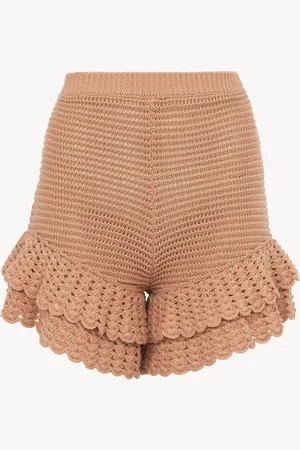 Chloé Mini-short à volants en crochet Femme Taille S 100% coton, Polyamide, Élasthanne