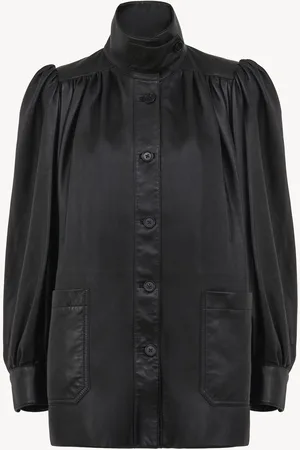 Chloé Manteau col montant froncé en cuir Femme Taille 34 100% Cuir d