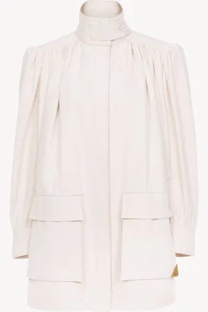 Chloé Veste col montant utilitaire en toile de coton Femme Taille 38 100% coton, Horn Bubalus Bubalis, Farmed, COO India