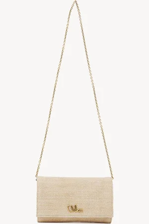 Chloé Portefeuille chaîne à rabat Chloé Iconic en fibres effet raphia Femme Taille OneSize 69% coton, 31% Polyamide