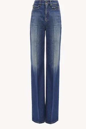 Chloé Jean taille haute évasé en denim Femme Taille 27 100% coton, Cuir de veau