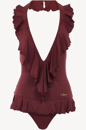 Chloé Maillot de bain une pièce col V à volants Femme Taille 34 82% Polyamide, 18% Élasthanne
